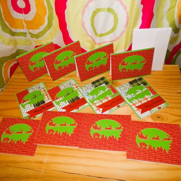 Set of 12 Handmade Merry Christmas Cutout Cards - Picture 1 of 4